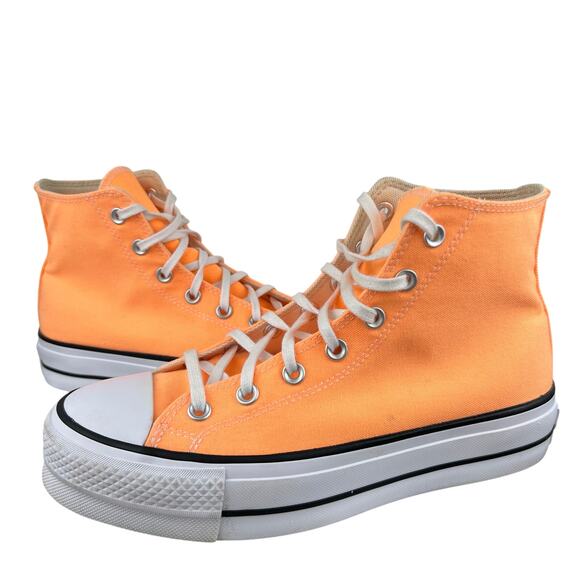 Converse Chuck Taylor All Star Lift Bright Orange Lace Up Canvas Sneaker (Sz 9) - Picture 1 of 9